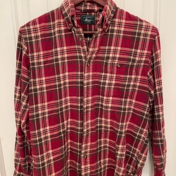 Vintage G.H. Bass &‎ Co. Mens Red Plaid Flannel Shirt - Picture 1 of 9